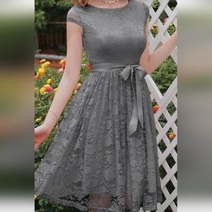 Bery Love Sleeveless Formal Lace Gray Dress  Size Medium